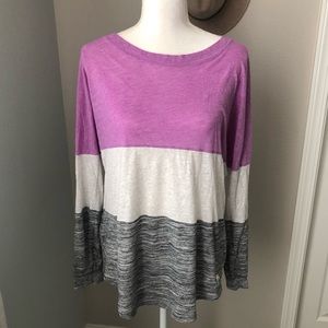 PINK long sleeve color block tee